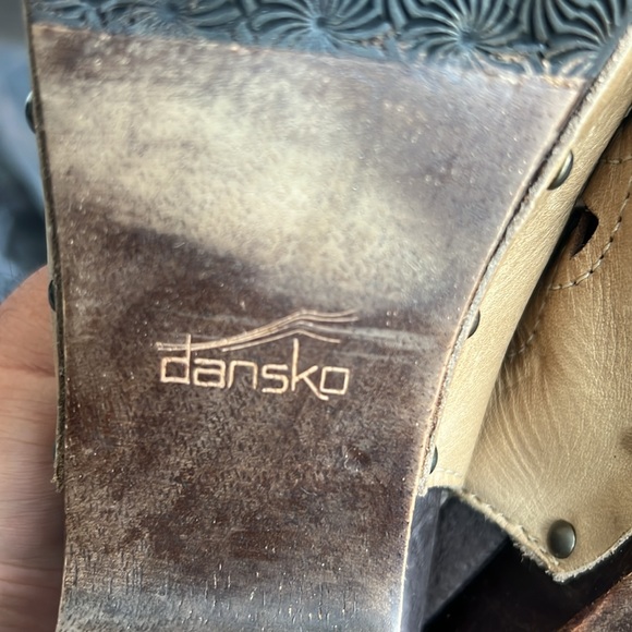 Dansko Rowena Sand Dollar Tan Leather Slingback Clogs Heel Sz EU 38 US 7.5/8 ♣️ - Picture 8 of 9